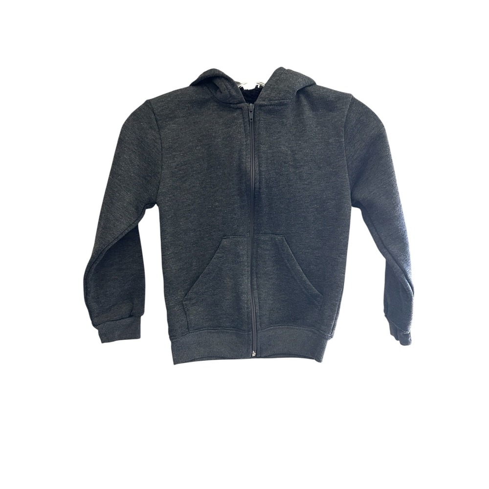 Quad Seven Boys Charcoal Heather Sherpa Lined Zip Up Hoodie Sweatshirt Size 6/7